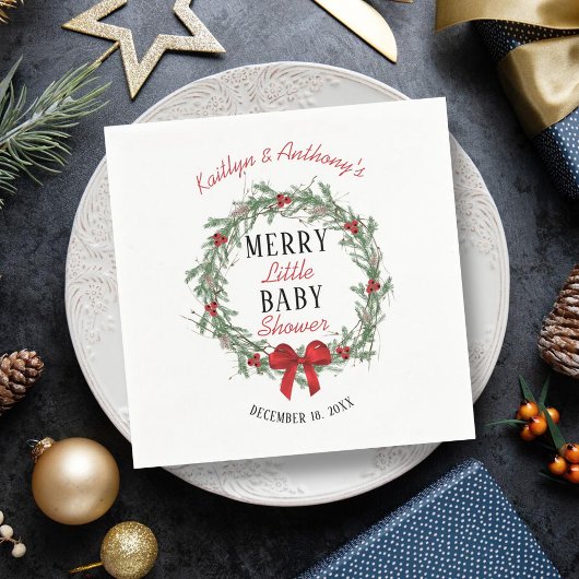 Merry Little KerstBaby shower Servet