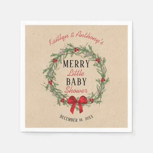 Merry Little KerstBaby shower Servet (Voorkant)