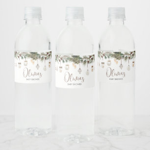 Merry Little KerstBaby shower Waterfles Etiket