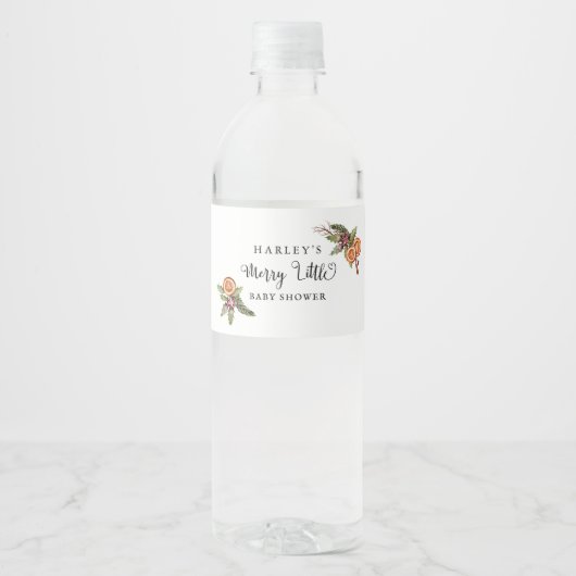 Merry Little KerstBaby shower Waterfles Etiket (Voorkant)