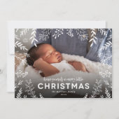 Merry Little KerstBotanical Overlay Foto Feestdagenkaart (Voorkant)