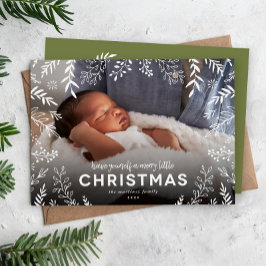 Merry Little KerstBotanical Overlay Foto Feestdagenkaart
