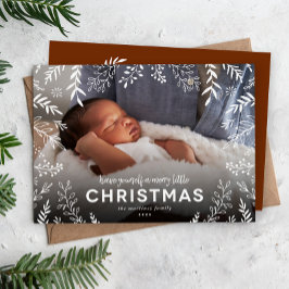 Merry Little KerstBotanical Overlay Foto Feestdagenkaart
