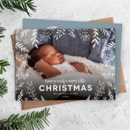 Merry Little KerstBotanical Overlay Foto Feestdagenkaart
