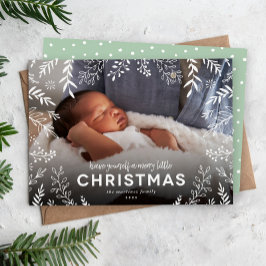 Merry Little KerstBotanical Overlay Foto Feestdagenkaart