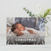 Merry Little KerstBotanical Overlay Foto Feestdagenkaart (Staand voorkant)