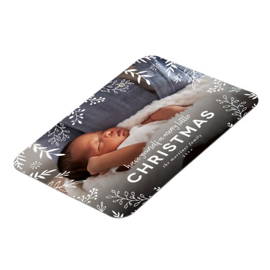 Merry Little KerstBotanical Overlay Foto Magneet (Linkerzijde)