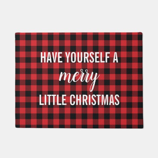 Merry Little Kerstbuffalo Check Pset Doormat Deurmat (Voorkant)