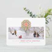 Merry Little Kerstchic Festive Flower 2 foto Feestdagenkaart (Staand voorkant)
