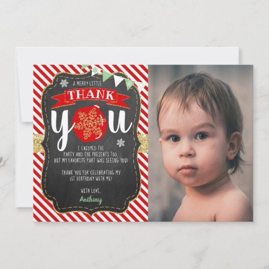 Merry Little Kerstfeestday Foto Bedankkaart (Voorkant)