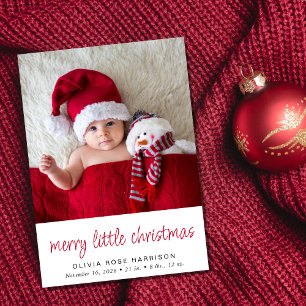Merry Little kerstfoto Birth Aankondiging
