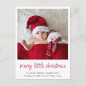 Merry Little kerstfoto Birth Aankondigingskaart (Voorkant)