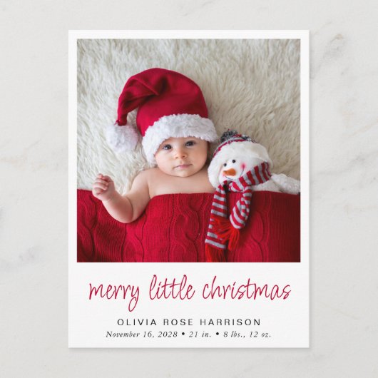 Merry Little kerstfoto Birth Aankondigingskaart (Voorkant)