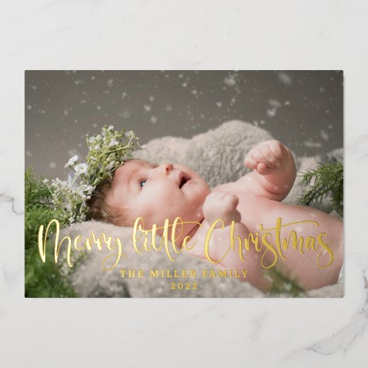 Merry Little Kerstfoto Folie Feestdagenkaart (Voorkant)