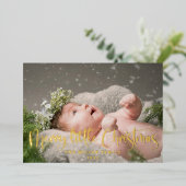 Merry Little Kerstfoto Folie Feestdagenkaart (Staand Voorkant)