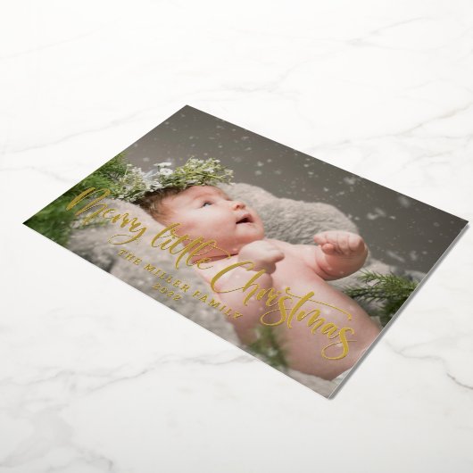 Merry Little Kerstfoto Folie Feestdagenkaart (Gedraaid)