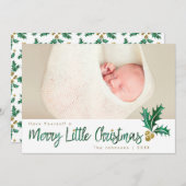 Merry Little KerstGreen Gold Holly Waterverf Feestdagenkaart (Voorkant / Achterkant)