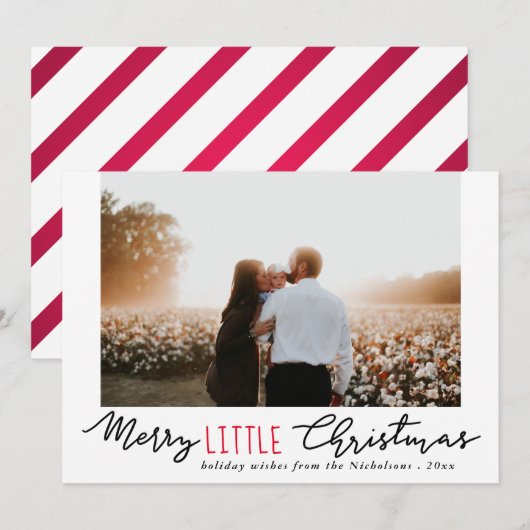 Merry Little Kersthandgeschreven script | Foto Feestdagenkaart (Voorkant / Achterkant)