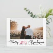 Merry Little Kersthandgeschreven script | Foto Feestdagenkaart (Staand voorkant)