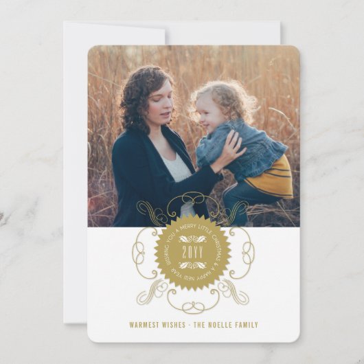 Merry Little KerstHappy NieuwYear Seal Foto Feestdagenkaart (Voorkant)