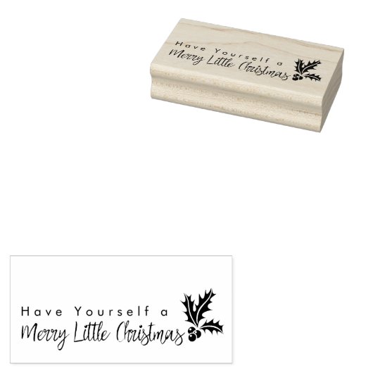 Merry Little KerstHolly Leaf Rubberstempel (Gestempeld)