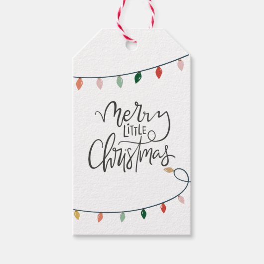 Merry Little Kerstkleurful String of Lights Cadeaulabel (Voorkant)