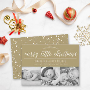 Merry Little Kerstmis 3 Foto Modern Baby Birth Feestdagenkaart