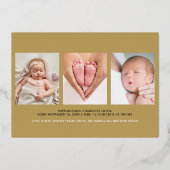 Merry Little Kerstmis 4 Foto's Baby Birth Gold Folie Feestdagenkaart (Achterkant)