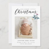 Merry Little Kerstmis Mistletoe Baby Foto Birth Aankondiging (Voorkant)