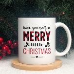 Merry Little Kerstmis Modern Red Buffalo Pset Tweekleurige Koffiemok<br><div class="desc">Deze feestelijke koffie-mok is voorzien van een modern "Heb jezelf een vrolijk kerstfeest"-typografie met vakantiegriep,  hart en gebuffe geblazen accenten. Stijlvol rood en zwart kleurenschema. Winkel voor meer kleuren!</div>