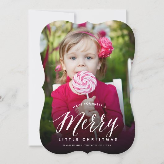 Merry Little Kerstmis Modern Typografie Foto Feestdagenkaart (Voorkant)