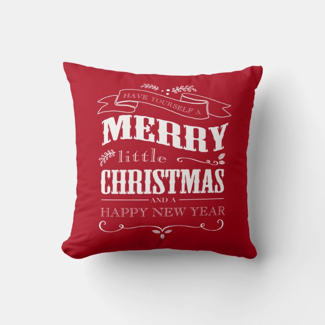 Merry Little Kerstmis - Red Pillow Kussen (Voorkant)