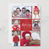 Merry Little Kerstmoderne Typografie 6 Foto Feestdagenkaart (Voorkant)