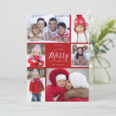 Merry Little Kerstmoderne Typografie 6 Foto Feestdagenkaart (Staand voorkant)