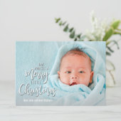Merry Little KerstPhoto Birth Announements Feestdagenkaart (Staand voorkant)