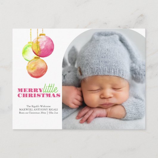 Merry Little KerstPhoto Birth Announements Feestdagenkaart (Voorkant)
