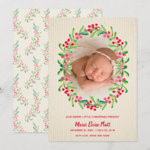 Merry Little KerstPhoto Birth Announements Feestdagenkaart