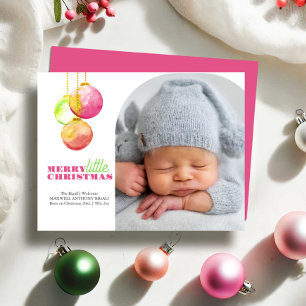 Merry Little KerstPhoto Birth Announements Feestdagenkaart
