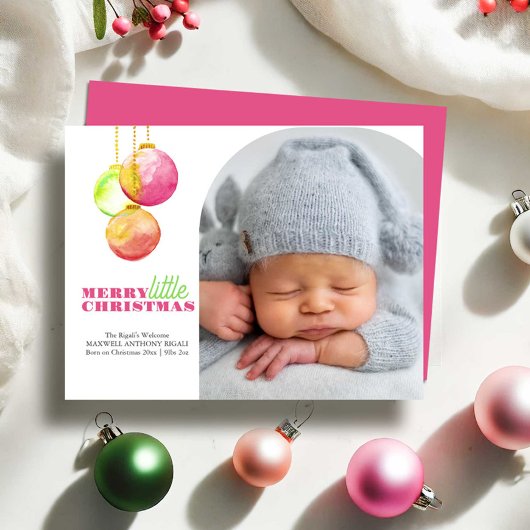 Merry Little KerstPhoto Birth Announements Feestdagenkaart