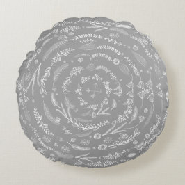 Merry Little KerstRed en Grey Crossed Arrows Rond Kussen