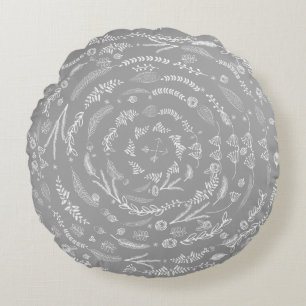 Merry Little KerstRed en Grey Crossed Arrows Rond Kussen