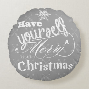 Merry Little KerstRed en Grey Crossed Arrows Rond Kussen