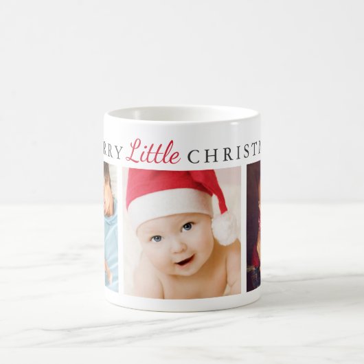 Merry Little KerstRed Holiday Foto Collage Koffiemok (Center)