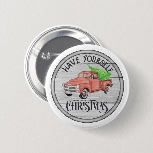 Merry Little KerstRed Truck Button (Voorkant /achterkant)