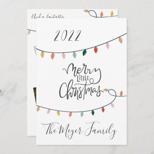 Merry Little Kerststring van Licht 4 Foto Feestdagenkaart (Voorkant / Achterkant)