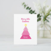 Merry Little KerstTree Hot Pink Eenvoudig Briefkaart (Staand voorkant)