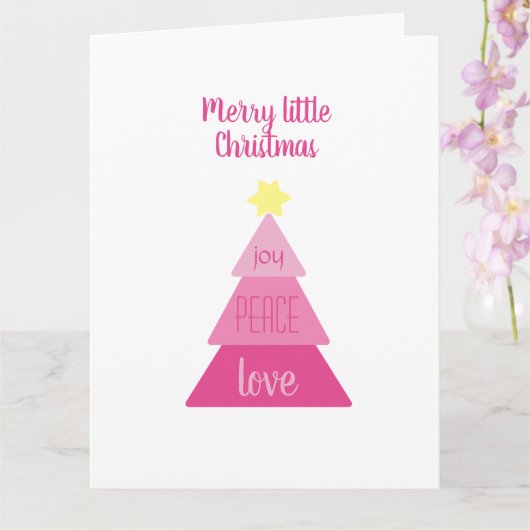 Merry Little KerstTree Hot Pink Simple Cute Kaart (Orchidee)