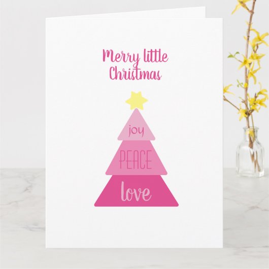 Merry Little KerstTree Hot Pink Simple Cute Kaart (Gele Bloem)