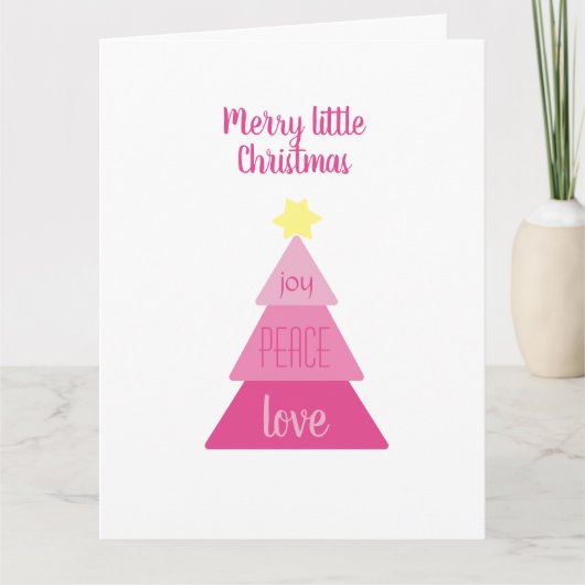 Merry Little KerstTree Hot Pink Simple Cute Kaart (Voorkant)