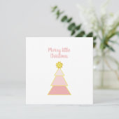 Merry Little KerstTree Pink Modern Minimalist Kaart (Staand voorkant)